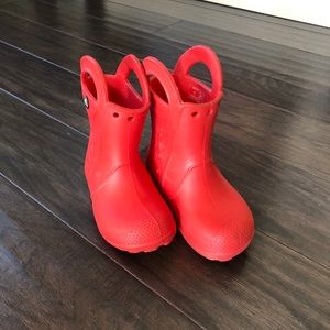 Cute red crocs rain boots